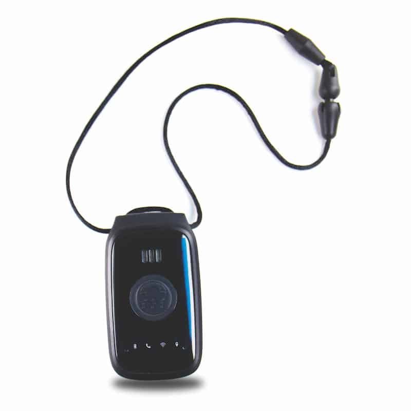 Belle Belle is a device designed for active seniors. This device uses AT&T's cellular network to connect to its monitoring center, it will work anywhere that has cellular service, both inside and outside of the home. You can wear it as a pendant around the neck even in the shower, but avoid submerging it in the bathtub. It only takes 3 hours to charge Belle with 30-day battery life.  The monthly cost for Belle is $39.95 per month. If you choose to pay quarterly or annually, you'll receive a discount, and get free shipping, or pay a one-time $35 activation fee. They don't include fall detection with this device.