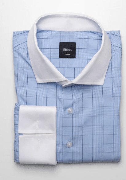 Brisk's Blue Prince of Wales Checks White Collar Shirt